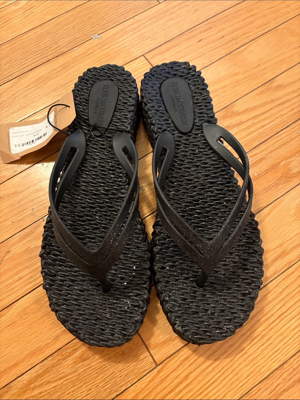 Ilse Jacobsen Black Woven Flip-Flop Sandals